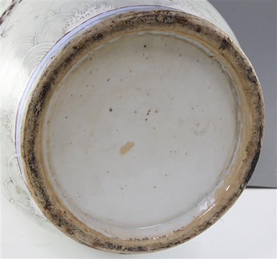 A large Chinese famille rose baluster vase, mid 19th century, height 61.5cm chip to rim with short associated crack